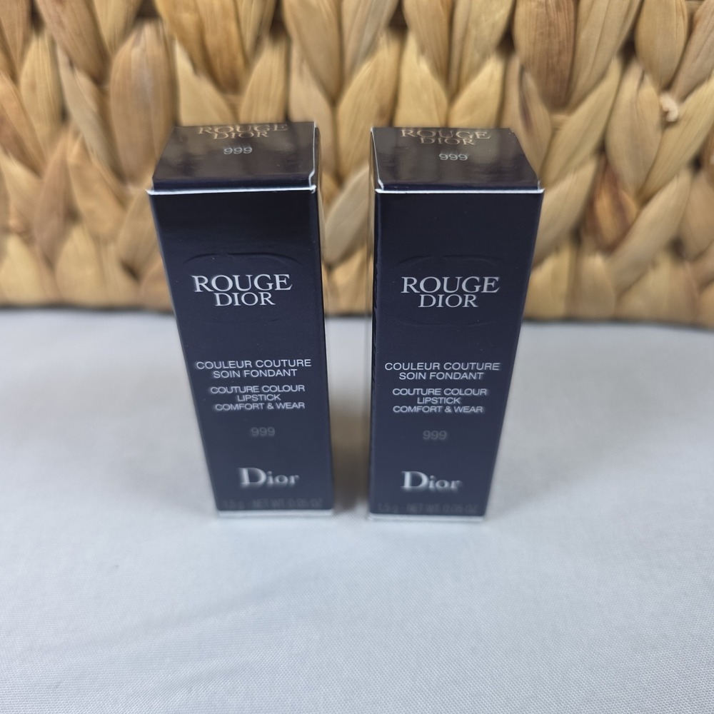 Dior Rouge Dior Couture Colour Lipstick 999 Satin 0.05oz New in Box Set Of 2